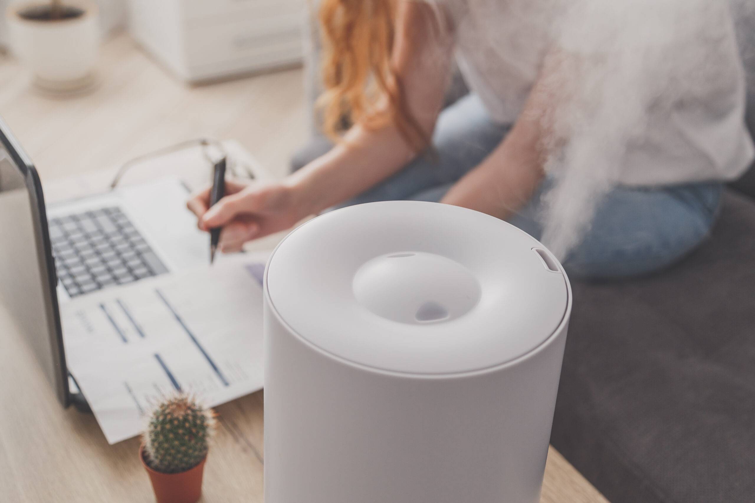 woman-freelancer-uses-a-household-humidifier